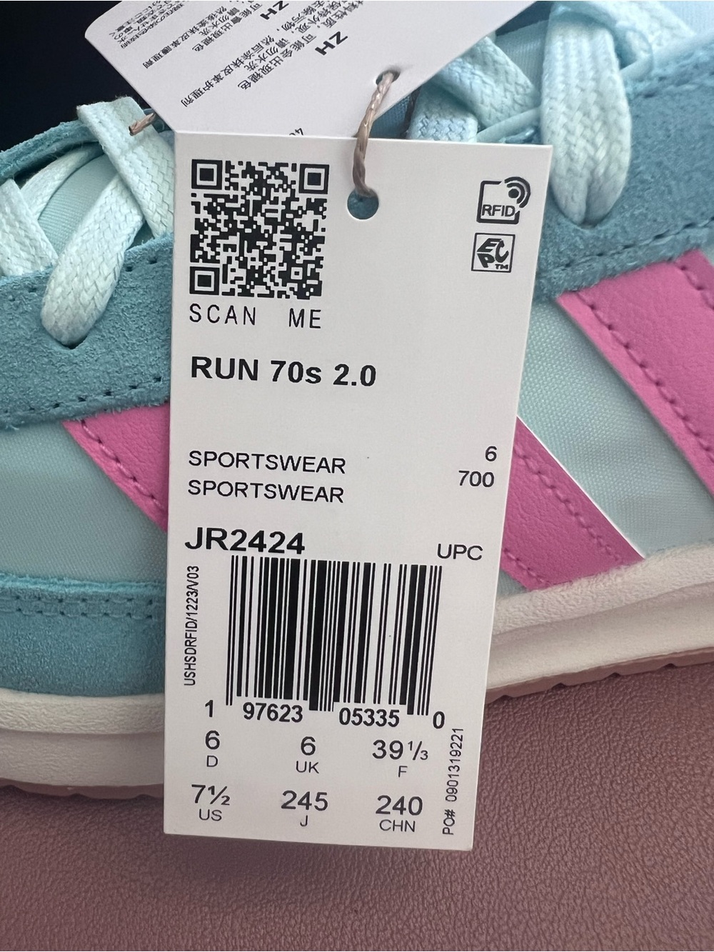 Adidas Run 70s 2.0 Sneaker Halo Mint Bliss Pink Off White Colorway Women's 7.5 - Picture 6 of 15